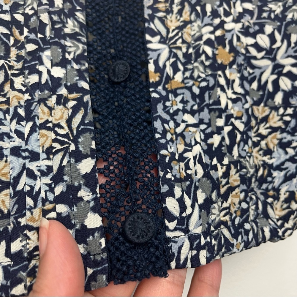 Tory Burch Floral Print Sleeveless Blouse Drawstring Tassels EUC Sz 4 Boho Work - Picture 4 of 8
